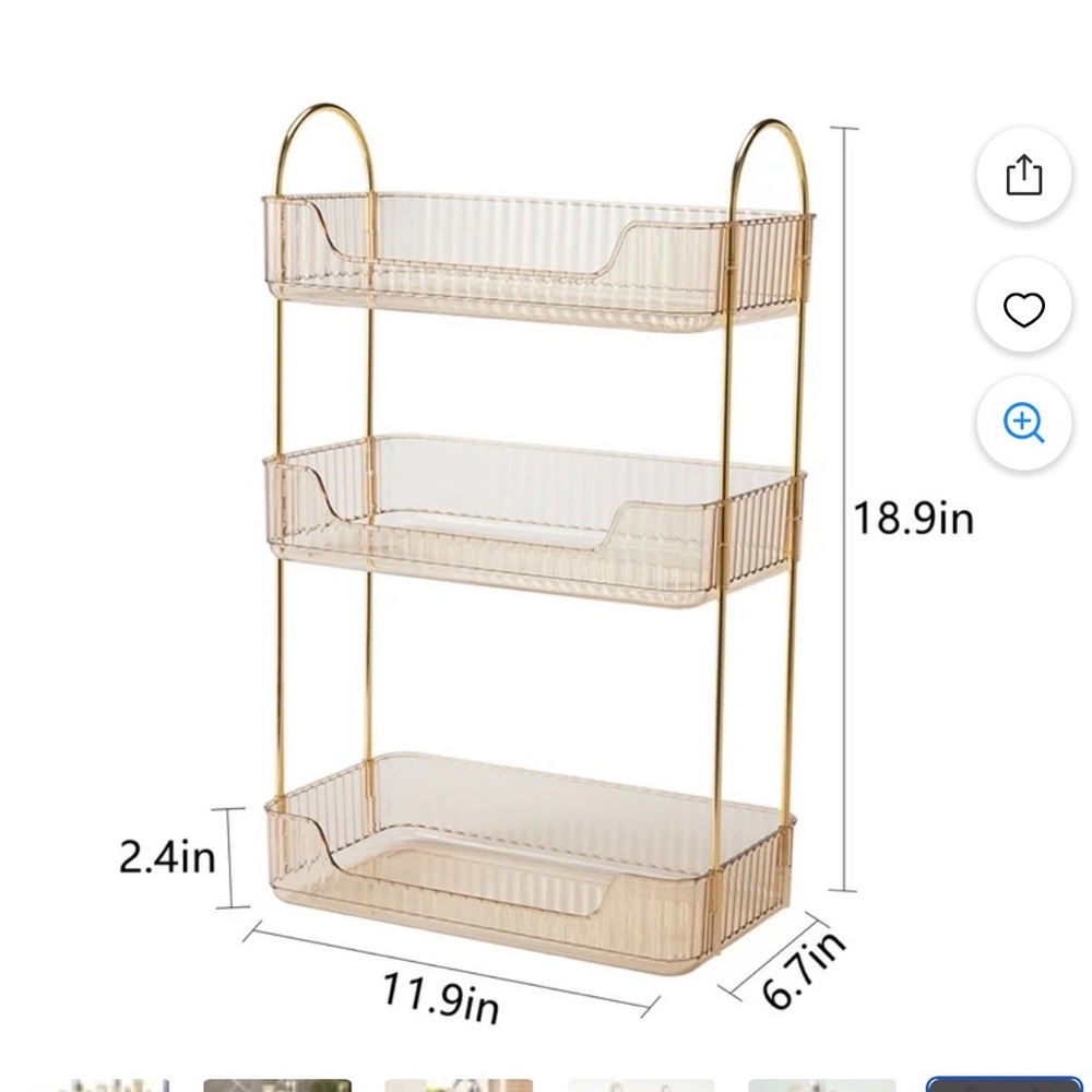 Gold Metal Bathroom Organizer Shelf